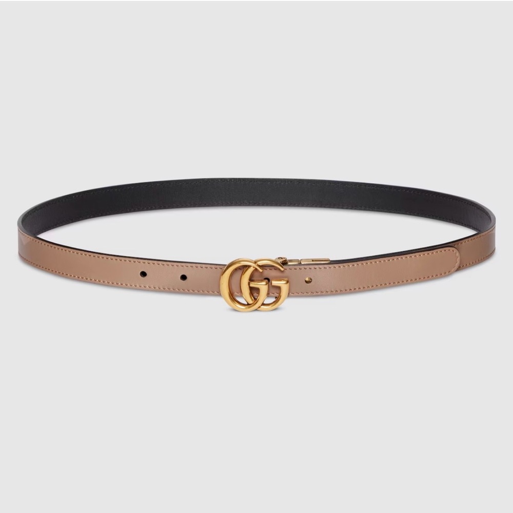 Gucci Marmont  Tan Leather Belt with Gold Double G Buckle